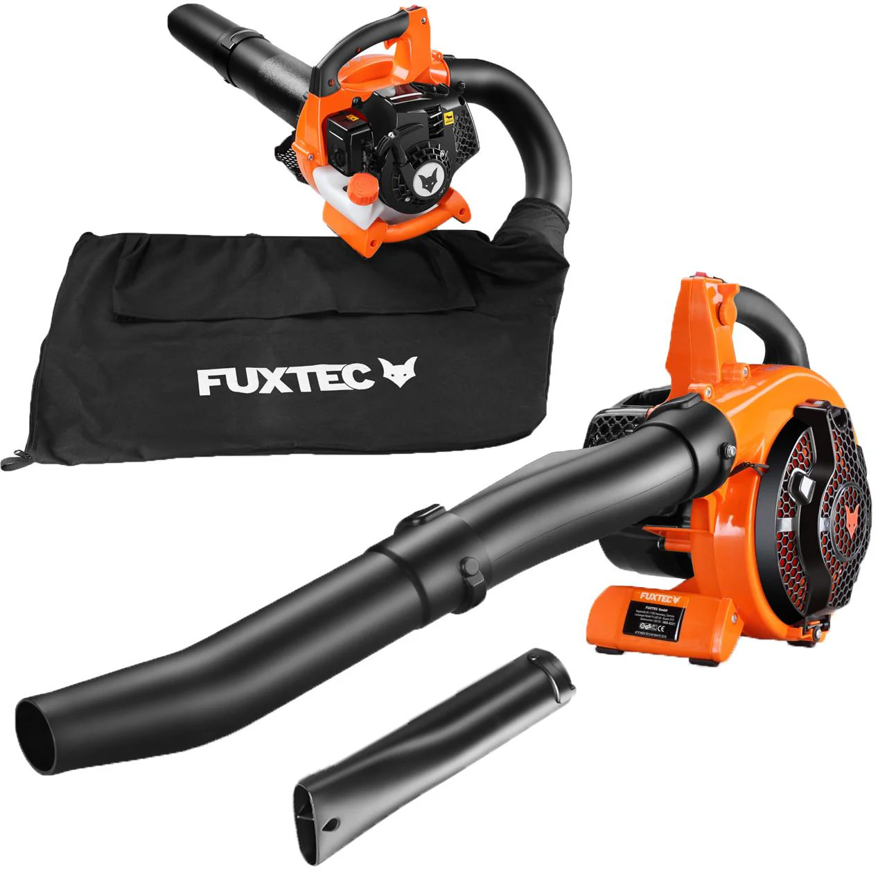B-WARE FUXTEC FX-LBS126 4 en 1 : aspirateur, souffleur et broyeur de feuilles, avec deux tuyaux de soufflage inclus