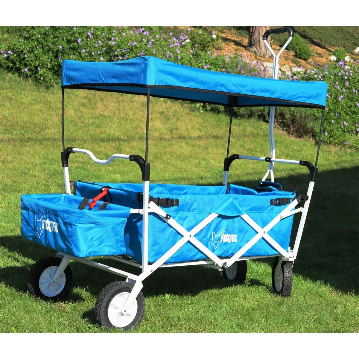B-WARE Chariot à bras FUXTEC BLEU avec toit ouvrant JW-76AB