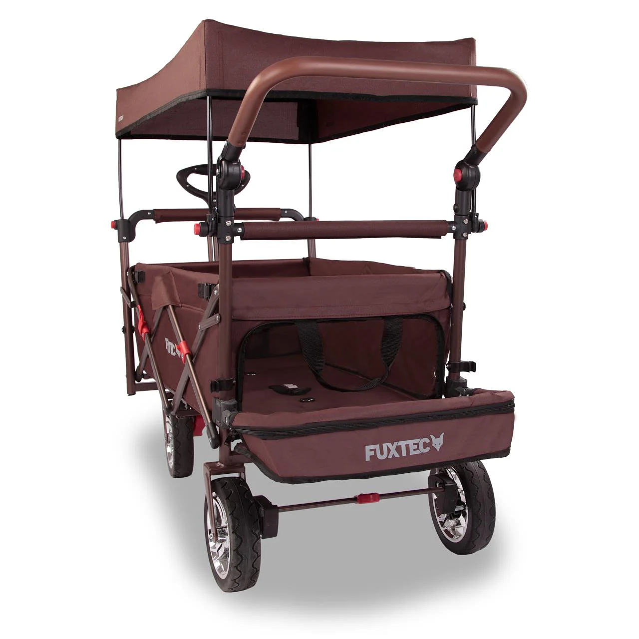 Chariot à main FUXTEC Smart Cruiser Occasion avec toit ouvrant protégé contre les UV, poignée de poussée et extension intérieure - Image 22