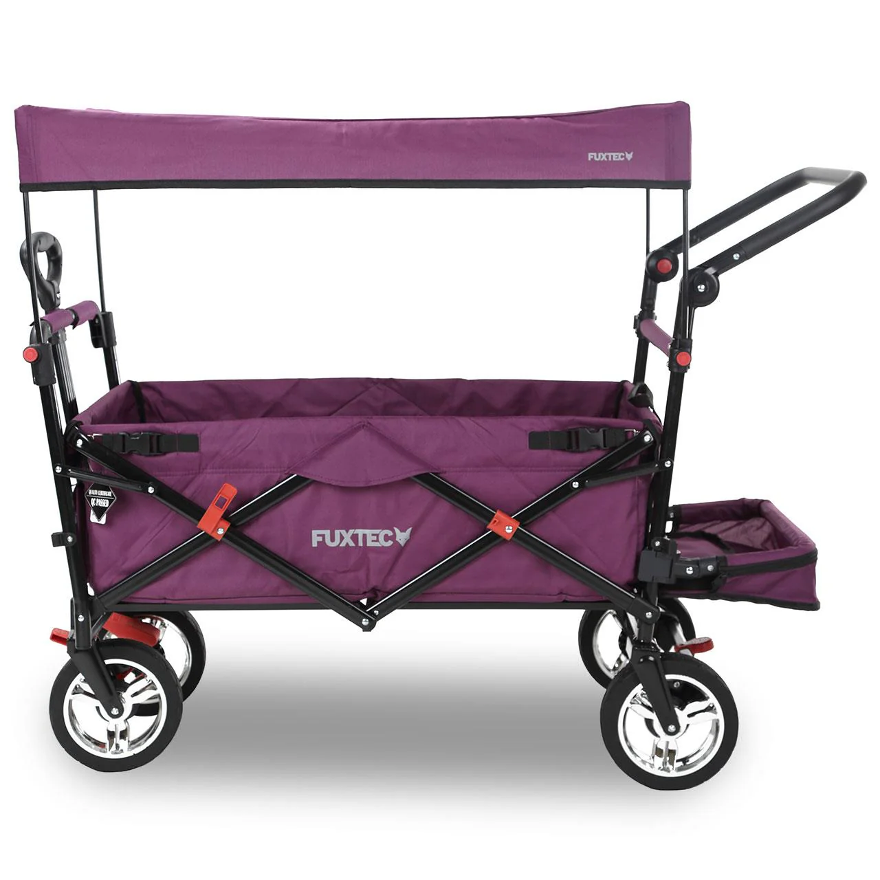 Chariot à main FUXTEC Smart Cruiser Occasion avec toit ouvrant protégé contre les UV, poignée de poussée et extension intérieure - Image 4