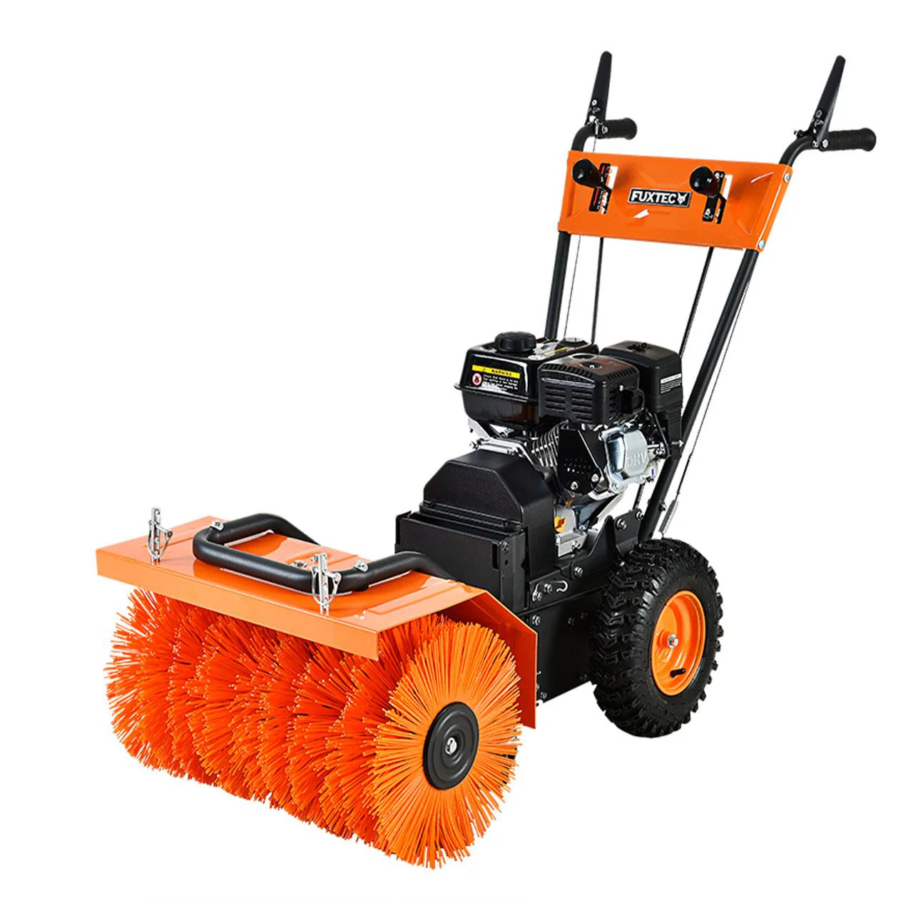 Balayeuse déneigeuse thermique FUXTEC FX-KM196 SET3, avec brosse de balayage + 2 embouts chasse-neige et collecteur de déchets - Image 2