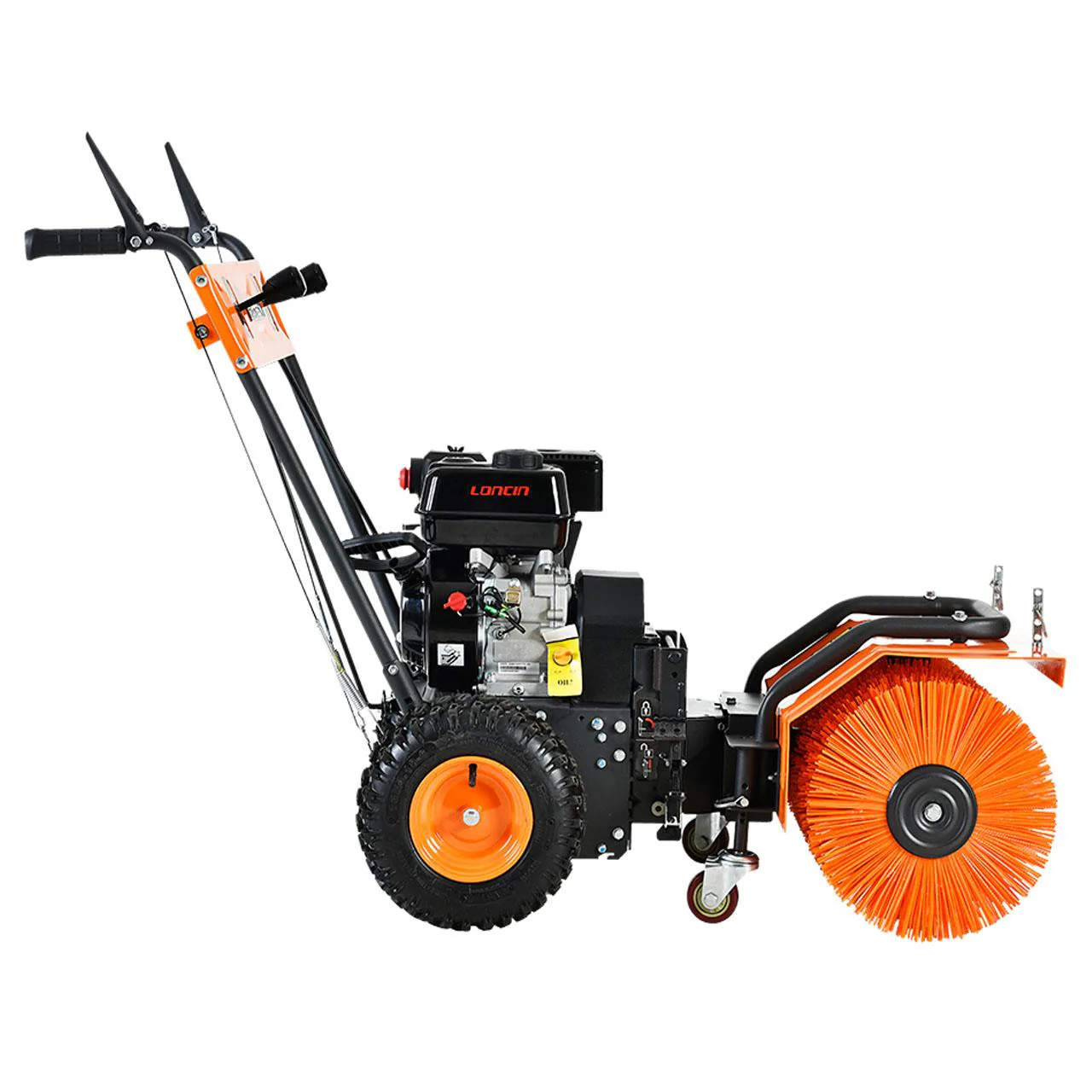 Balayeuse déneigeuse thermique FUXTEC FX-KM196 SET3, avec brosse de balayage + 2 embouts chasse-neige et collecteur de déchets - Image 3