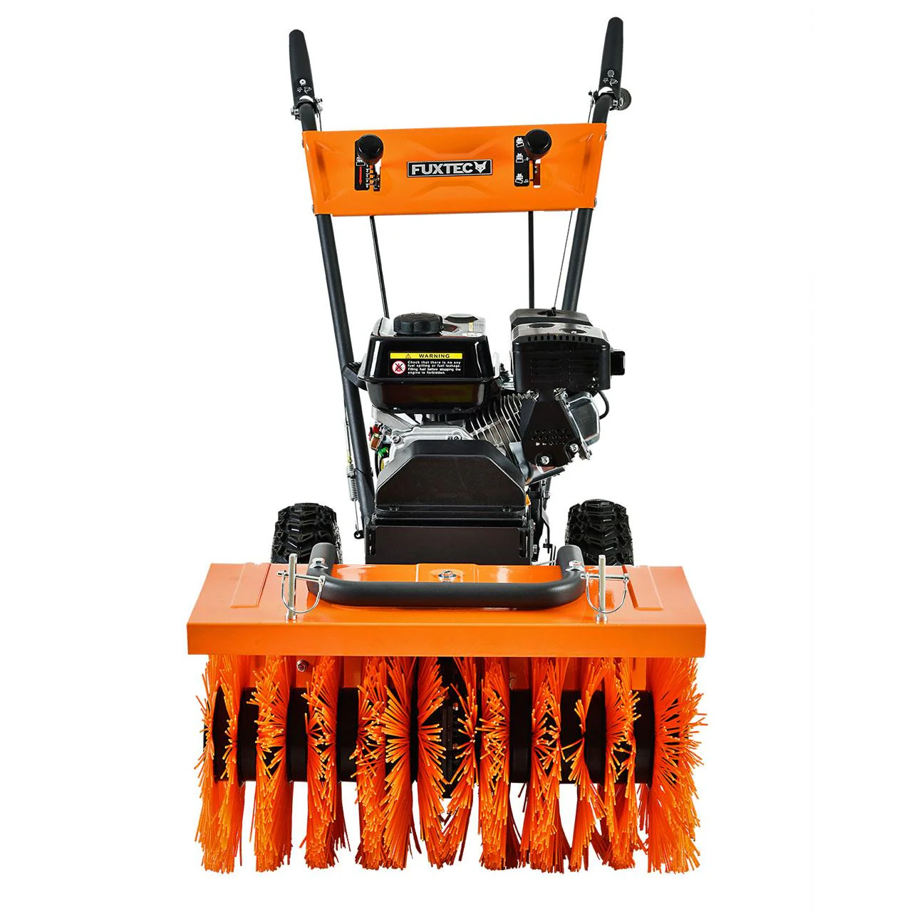 Balayeuse déneigeuse thermique FUXTEC FXKM196 SET1, avec brosse de balayage + 3 embouts fraise à neige, chasse-neige et collecteur de déchets - Image 4