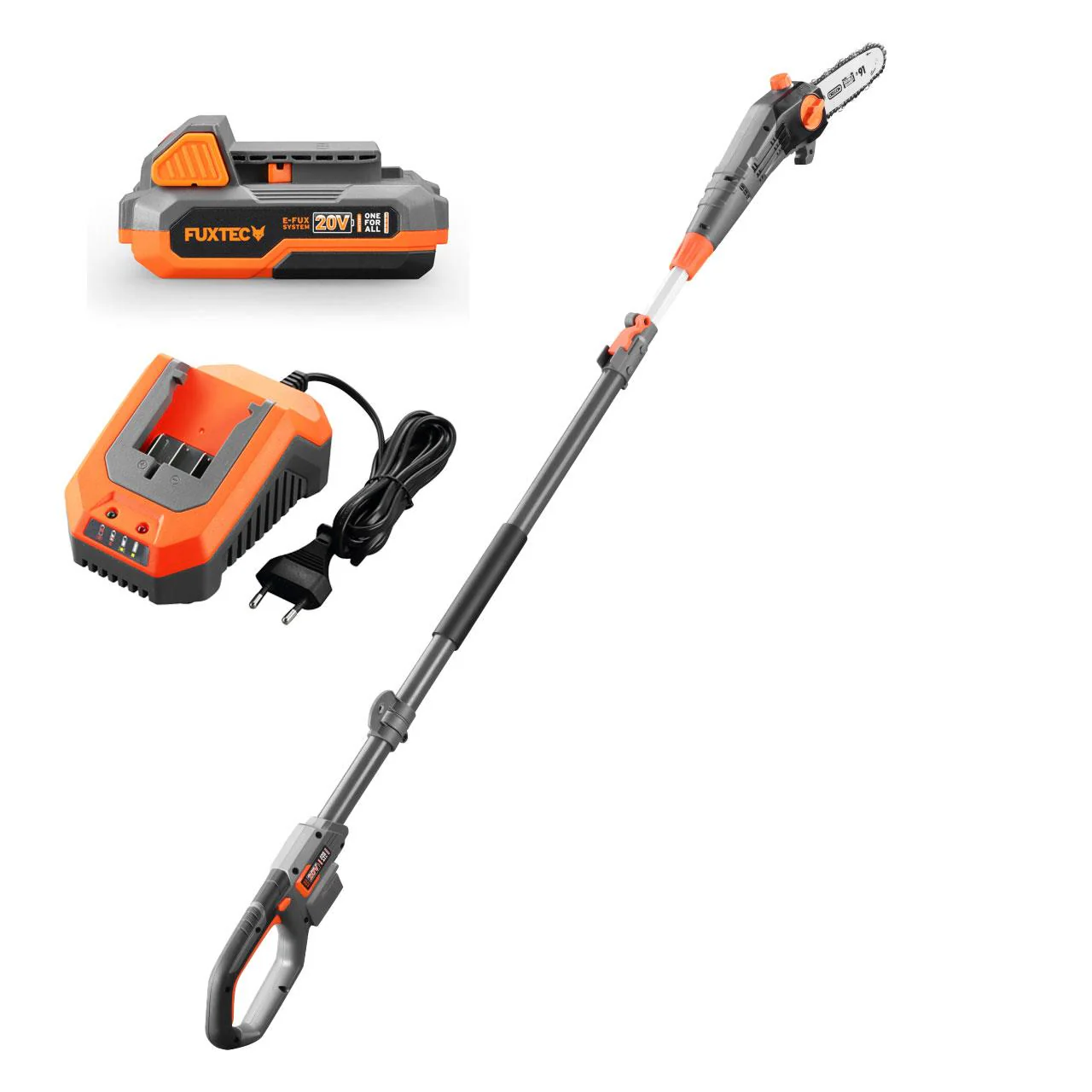 Élagueuse sur perche télescopique à batterie 20V FUXTEC FX-E1HE20 - avec batterie et chargeur