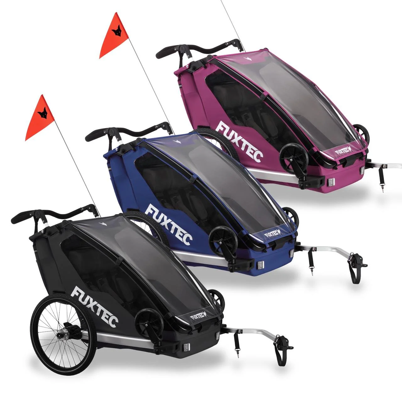FUXTEC Fahrradanhänger/Jogger FX-FA1-SET Zweisitzer mit Jogger-Rad - Image 2