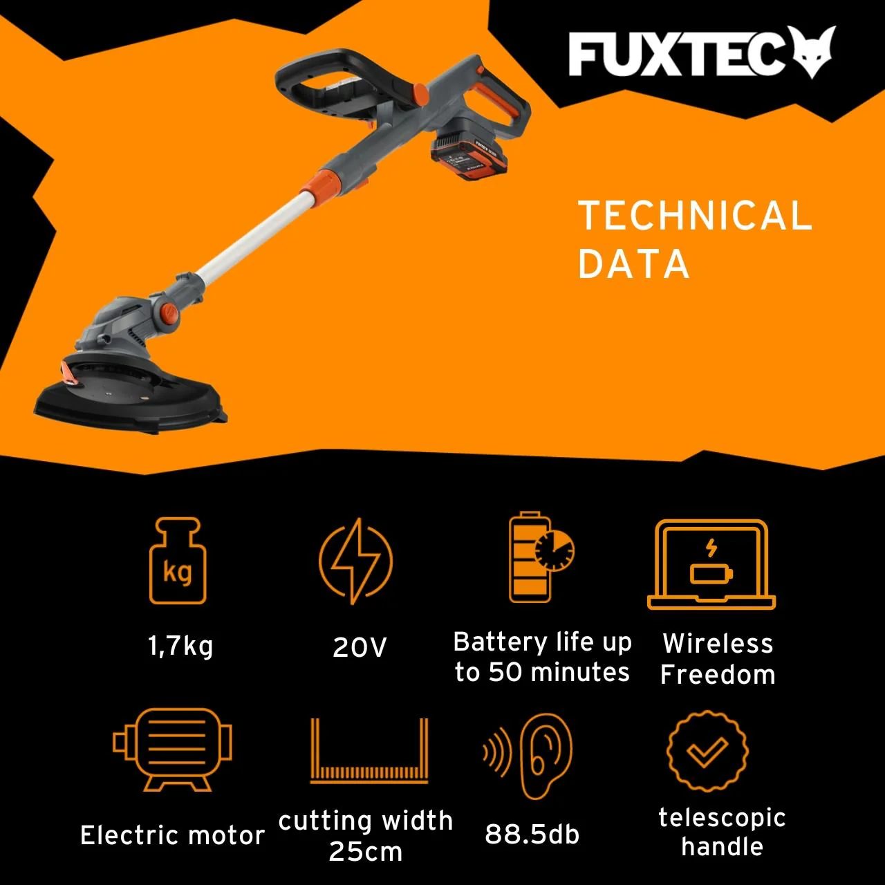 FUXTEC Tondeuse à gazon sans fil 20V FX-GT20 SET brush cutter - Image 3