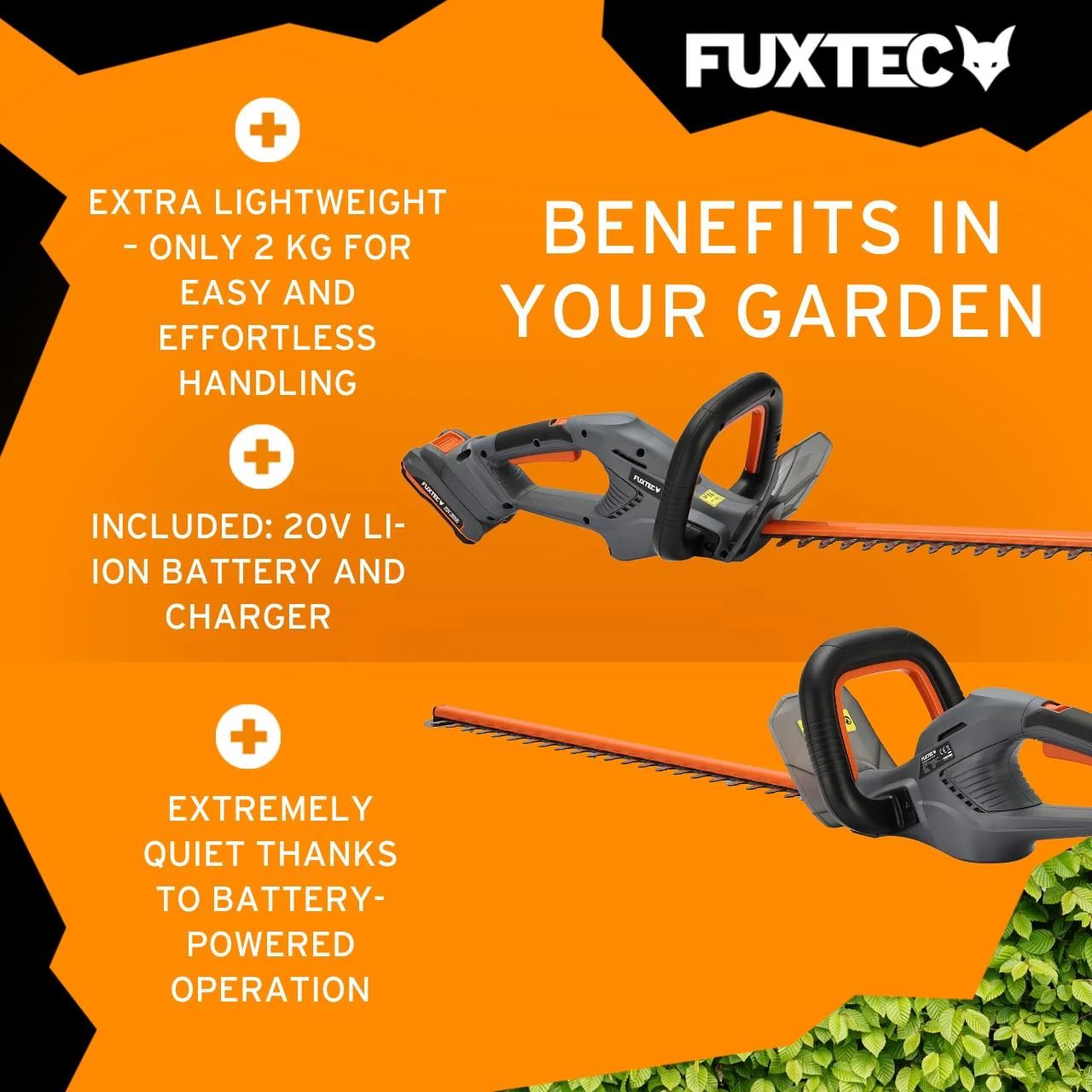 FUXTEC Cordless Hedge Trimmer FX-HT20 SET - 52cm Blade Length - Image 4
