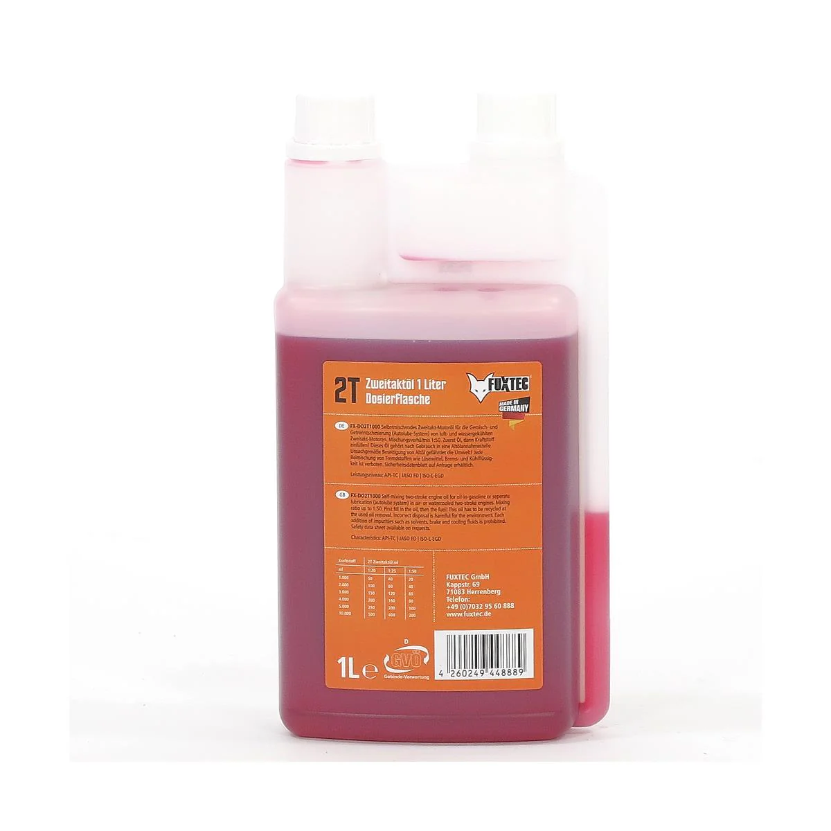 FUXTEC Huile 2 temps 1 litre en flacon doseur - Image 2