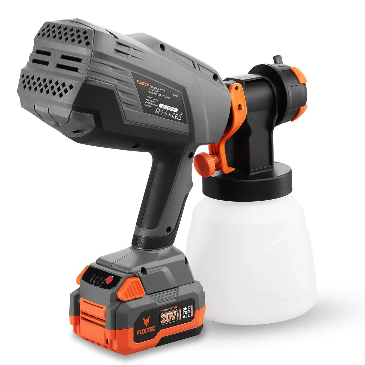 Pulvérisateur de peinture batterie 20V FUXTEC FX-E1CSP20 - Set avec batterie 4Ah et chargeur 1A - Image 8