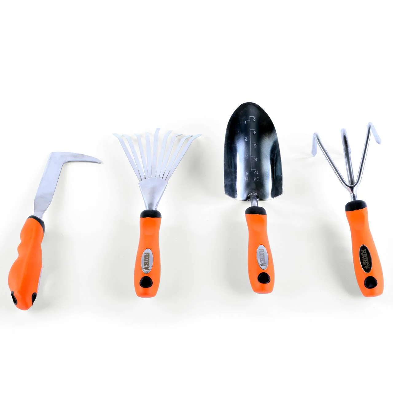 Set de 4 outils de jardin à main premium - grattoir joint, griffe 3 dents, râteau et pelle à main - Image 2
