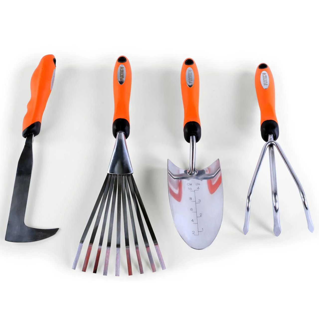 Set de 4 outils de jardin à main premium - grattoir joint, griffe 3 dents, râteau et pelle à main - Image 3