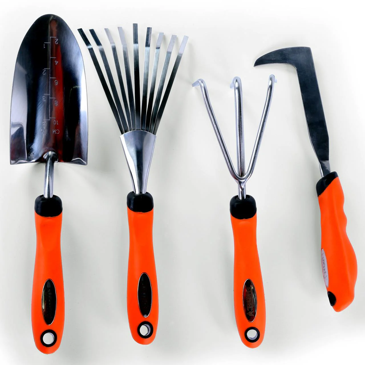 Set de 4 outils de jardin à main premium - grattoir joint, griffe 3 dents, râteau et pelle à main - Image 4