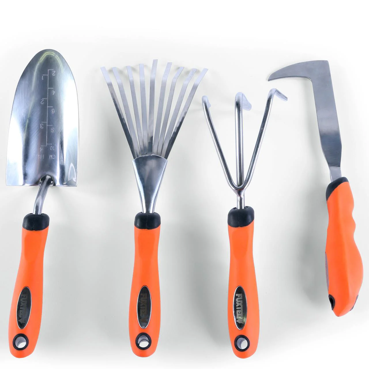 Set de 4 outils de jardin à main premium - grattoir joint, griffe 3 dents, râteau et pelle à main - Image 5