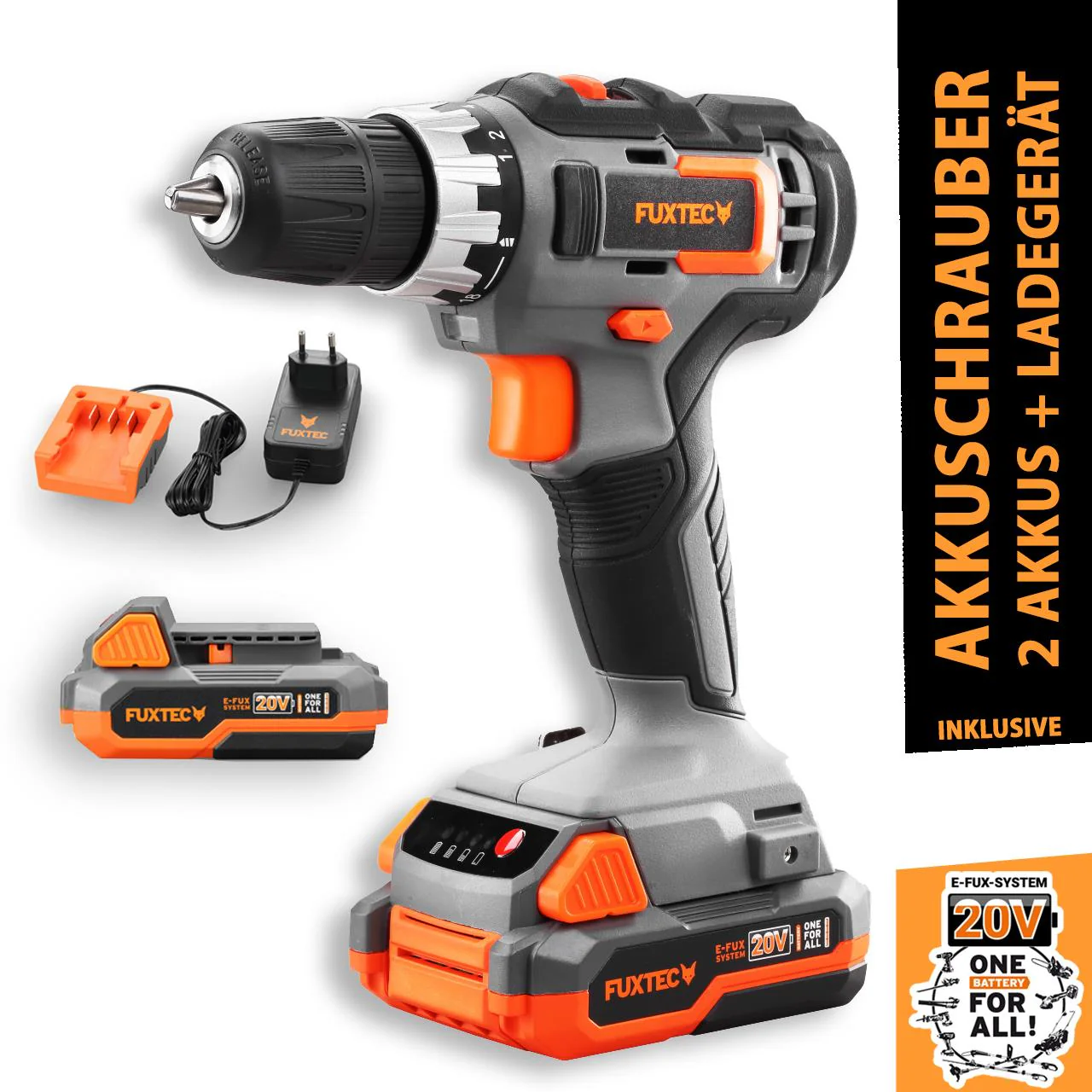 Visseuse sans fil 20V FUXTEC FX-E1BS20 - Set avec 2 batteries 2Ah et chargeur 1A